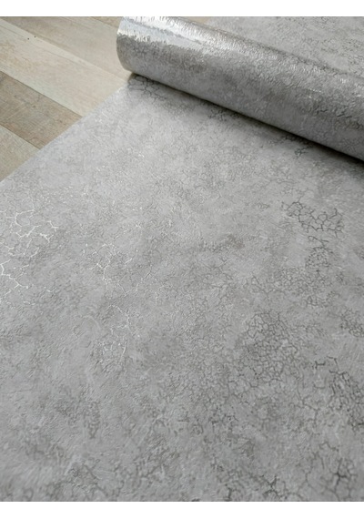 Açık Gri Gümüş Çatlak Efektli Hafif Kabartmalı Duvar Kağıdı 5 M²