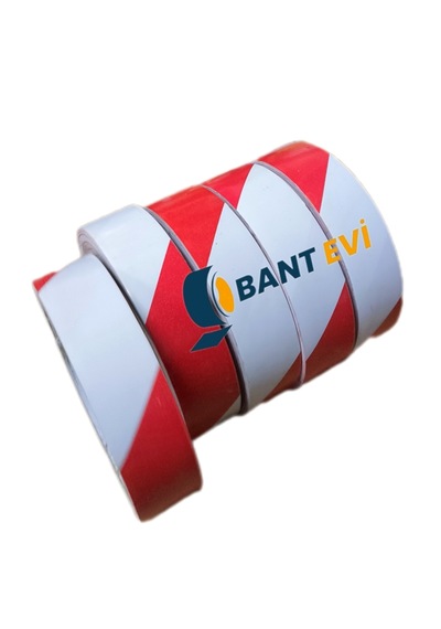 Yer İşaretleme Bandı 25mmx30metre Kırmızı Beyaz Zemin İşaretleme