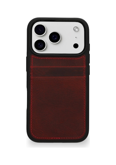 Vintage Wallet Kartlıklı Premium Deri Kılıf Apple Uyumlu iPhone 17 Pro Rustik Bordo