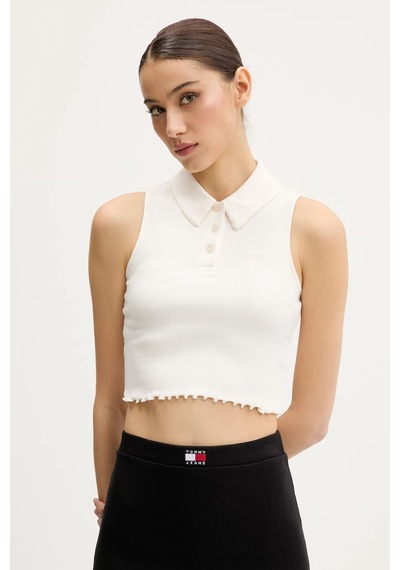 Tjw Crp Gmd Rıb Sl Polo Polo Tişört Ekru