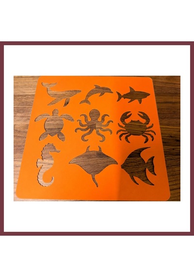 Storeşahin 3d Baskı Deniz Hayvanları Çizim Şablonu - Çoklu Desen Kalıbı - Turuncu Shn0720