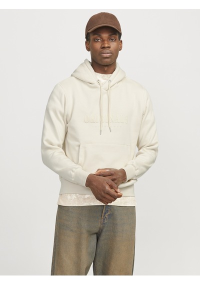 Jack & Jones Jack Jones Original Yazılı Erkek Kapüşonlu Sweatshirt 12270541 Krem