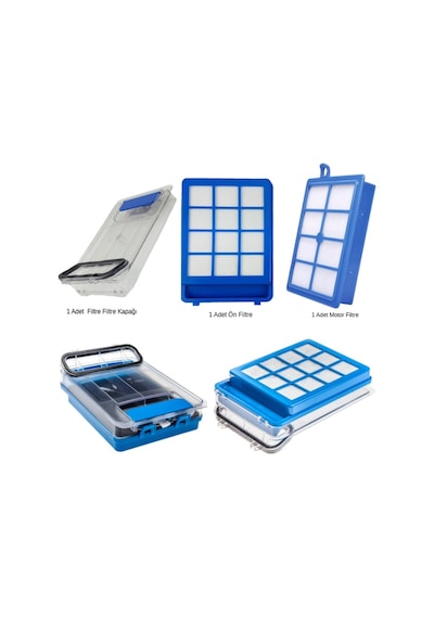 Philips Uyumlu Ön Filtre - Hepa Filtre - Filtre Haznesi Cp1161 Ve Cp0484 3 Adet
