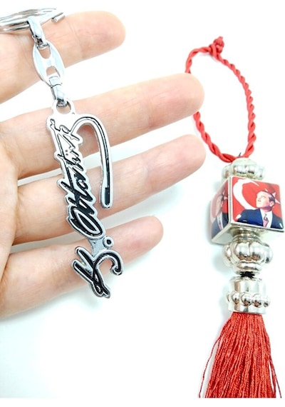 Mustafa Kemal Atatürk Araba Dikiz Ayna Süsü+ Atatürk İmzası Metal
