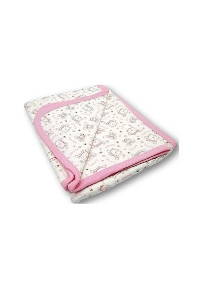 Vavbaby Ayıcık Desenli Bebek Tek Kat Kapitone Battaniye Kundak 80x90 Cm Pembe