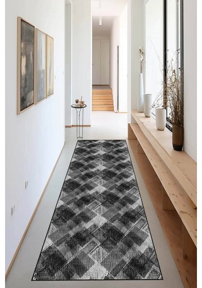 Siyah Kaymaz Modern Kesme Rulo Özel Ölçülü Yolluk Ar1199n11