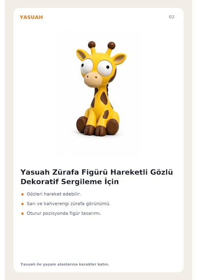 Yasuah Zürafa Figürü Hareketli Gözlü Dekoratif Sergileme İçin