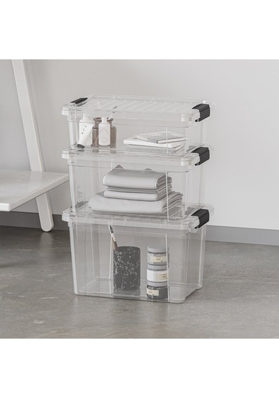 Dünya Dp-33116-102 Çok Amaçlı Saklama Kutusu Ve Organizer - 34 Lt Şeffaf Kilitli Kapak- 8'li Paket