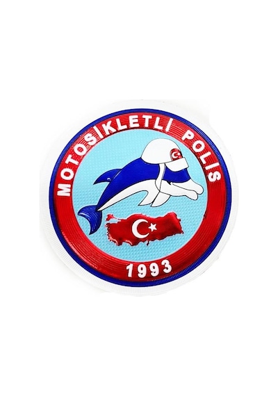 Motorsikletli Polis Arması Siyah - Kırmızı