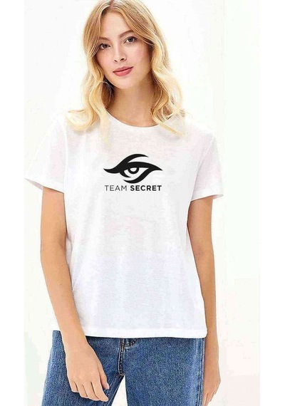 Team Secret Baskılı Beyaz Kadın Tshirt