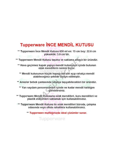 Tupperware Islak Mendil Kutusu 650 Ml Lacivert Ince Mendil Kutusu N1142010 Çok Renkli