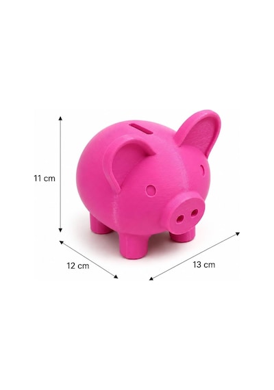 Pembe Domuz Kumbara, Çocuklar İçin Para Biriktirme Kutusu, Pembe, 13 X 12 X 11 Cm / Pla 3d Baskı
