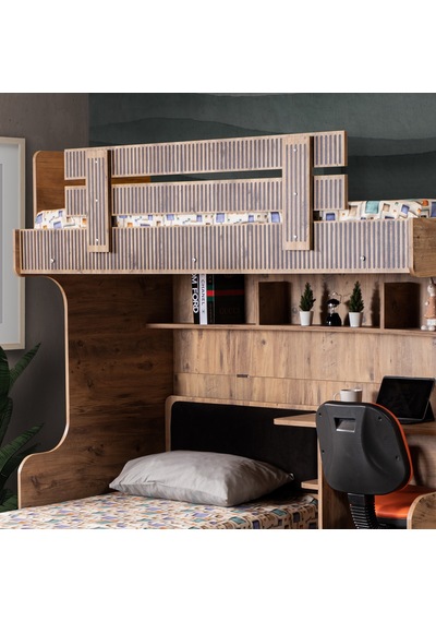 Ranza , Natural Ranza Karyola Çalışma Masası 2 Adet Comfort Yatak 90 X 190 CM
