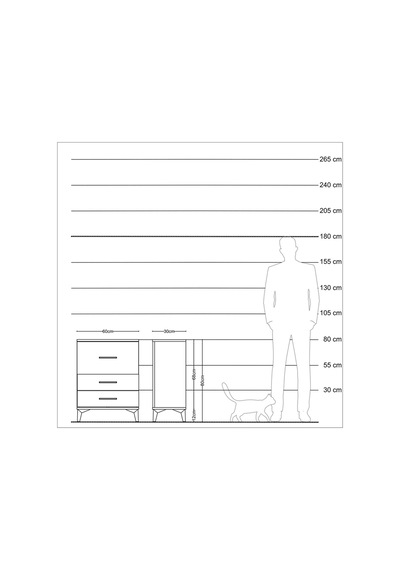 Arges Komodin 3 Çekmeceli 60x30x80 Aytaşı-çam Aytaşı