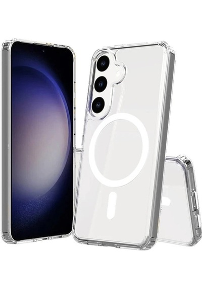 Samsung Uyumlu Galaxy S24 Kılıf Magneticsafe Şeffaf Silikon - Şeffaf