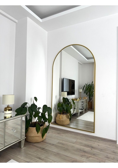 Effe Gold Metal Çerçeveli 180x100 Cm Oval Ayaklı Boy Aynası