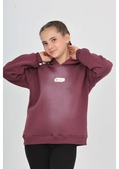 Toontoy Kız Çocuk Taş Dizaynlı Sweatshırt Mor