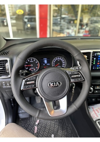 Kia Sportage 2020-2024 Araca Özel Direksiyon Kılıfı Nokta Düz Siyah