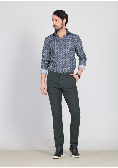 Ramsey Petrol Düz Dokuma Regular Fit Casual Pamuk Karışımlı Pantolon