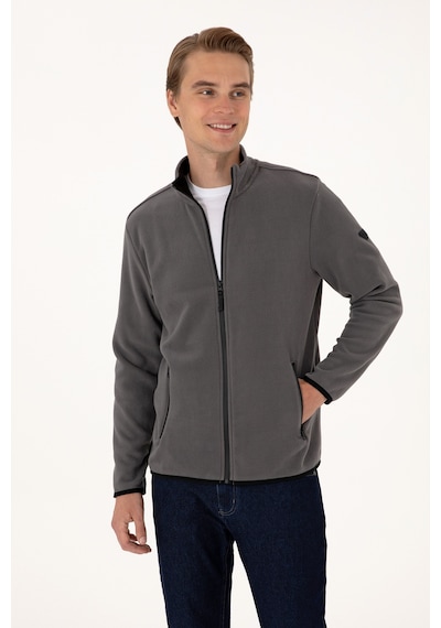 U.S. Polo Assn. Erkek Regular Fit Gri Polar Örme Hırka 50313779-VR024