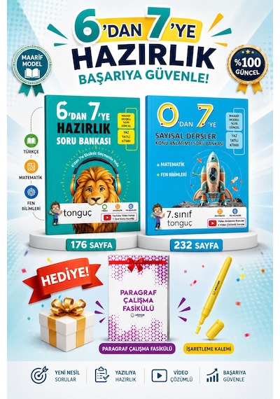 Tonguç Akademi 6 Dan 7 Ye Hazırlık Kitabı 0 Dan 7 Ye Sayısal Konu Anlatımlı Soru Bankası Seti
