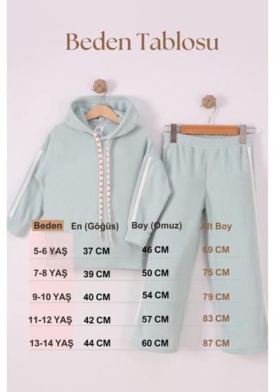 Monox Kız Çocuk Çiçek Baskılı İpli Şeritli Pantolon Fitilli Polar Takım Taş