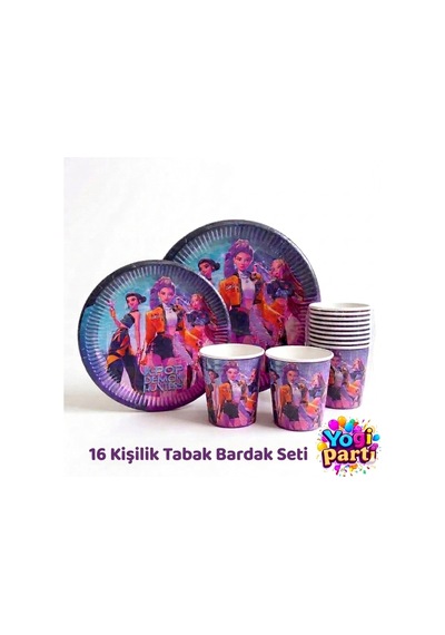 K -pop Tabak Bardak Seti 16 Kişilik Mor Tüm Yaşlar