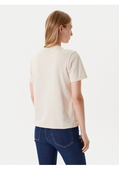Kadın Monogram Logolu T-shirt - Bej-8758 Brazilian Sand