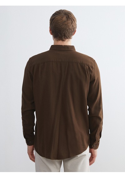 Lcwaıkıkı Classic Kahverengi Regular Fit Uzun Kollu Gabardin Erkek Gömlek