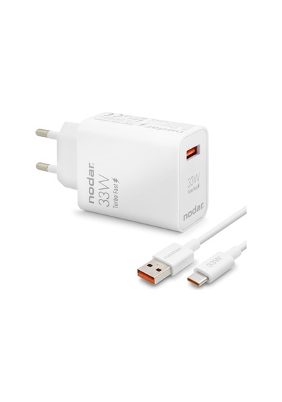 Nodar Type-c Hızlı Şarj Seti 33w Usb Adaptörlü - Beyaz Nd1006