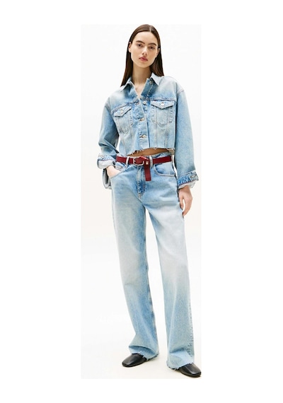 Tommy Jeans Kadın İkonik Şeritli Kısa Jean Mavi Ceket Dw0dw210631a5 Mavi