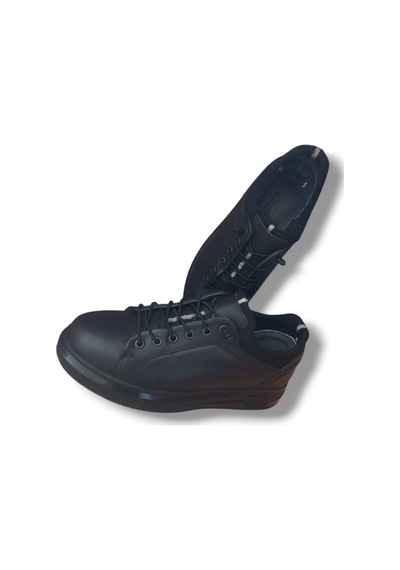Growish Gr0226 Hakiki Deri Günlük Mat Siyah Erkek Sneaker Ayakkabı Siyah