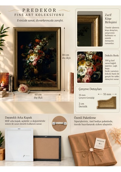Gold Varaklı Vintage Çerçeveli Büyük Boy Tablo Dark Floral Hollanda Stili Çiçek Natürmort Dokulu Yağlı Boya Dekoratif Tablosu 50 X 70 Çerçeveli 60 X 80 Gold Varaklı Vintage Çerçeveli Büyük Boy Tablo Dark Floral Hollanda Stili Çiçek Natürmort Dokulu Yağlı Boya Dekoratif Tablosu 50 X 70 Çerçeveli 60 X 80