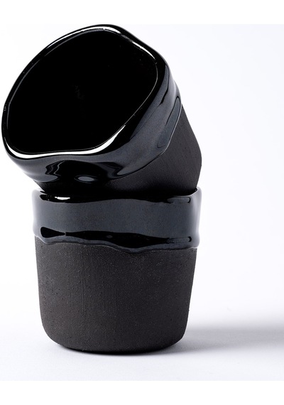 Must Siyah Mavi Stoneware Hareli El Yapımı Mug Fincan 2li Set 8637