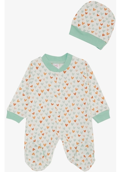 Breeze Kız Bebek Patikli Tulum Renkli Kalpler Desenli 0-6 Ay, Beyaz-beyaz Beyaz