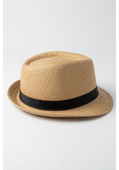 Mollycrush Erkek Camel Hasır Fedora Şapka Klasik Takım Elbise Ve Günlük Stil Fötr Şapka Camel