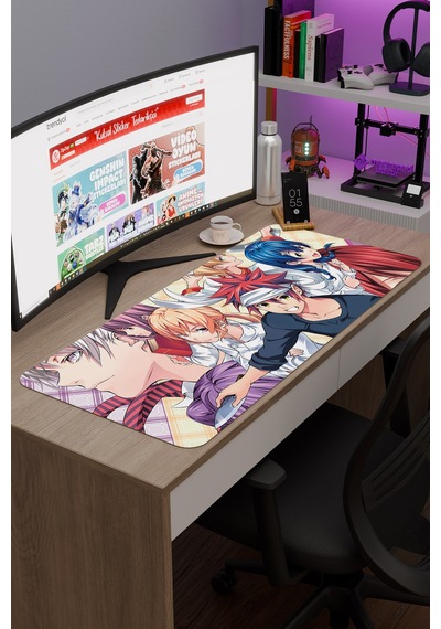 Food Wars Anime V1 - 90x40 Xxl Gaming Kauçuk Kaymaz Taban Mouse Pad Fare Altlığı