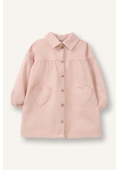 Defacto %100 Pamuk Uzun Kollu Denim Elbise Kız Bebek G8899a526spbr134 Pembe-br134