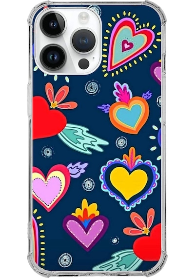 Apple Uyumlu iPhone 14 Pro Retro Color 3 Baskılı Şeffaf Köşe Korumalı Antişok Kılıf