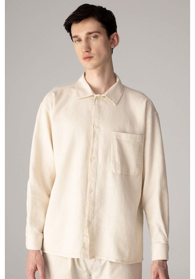 DeFacto  Oversize Geniş Kalıp Polo Yaka Waffle Uzun Kollu Gömlek C2841AX24SPBG734