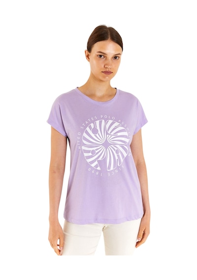 U.S. Polo Assn. Kadın Baskılı T-shirt Lila