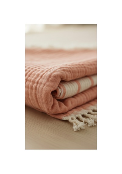 %100 Pamuklu 8 Katlı Multi Müslin Örtü Bebek Çocuk Battaniyesi Xl 120x100 Cm Somon - 858310977 Somon