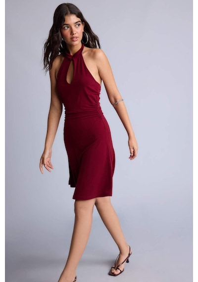 Defacto Modern Fıt Halter Yaka Elbise I5081ax26smbr43 Bordo-br43
