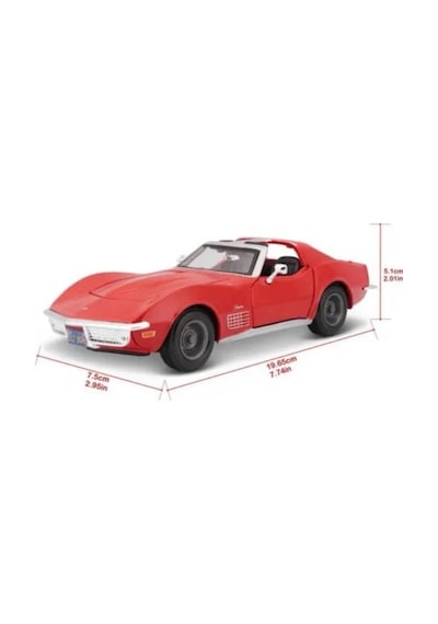 Maisto Lisanslı Metal 1970 Corvette 1:24 Ölçekli Kaputu Ve Kapısı Açılabilir Oyuncak Model Araba Kırmızı