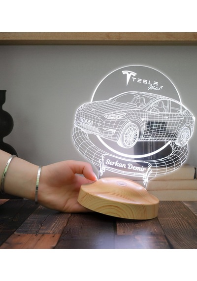 Tesla Model Y Kişiye Özel Led Lamba, Tesla Sahiplerine Hediye, Otomobil Tutkunlarına Özel Masa Lambası