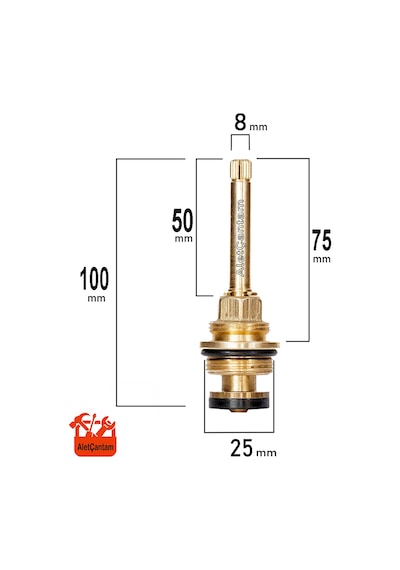 Aletçantam Ankastre Salmastra Geniş Tip 3/4 Stop Valf 9.5 CM Altın