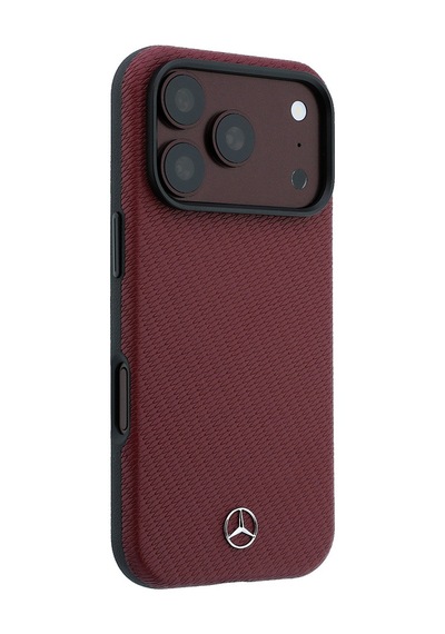 Apple Uyumlu iPhone 18 Pro Max Kılıf Mercedes Benz Lisanslı M-safe Uyumlu 3d Metal Logolu Wrap Wood Kapak Bordo