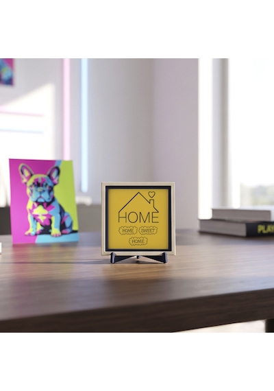 Modern Home Sweet Home Tasarımlı Dekoratif Obje, Çalışma Masanız İçin Şık Aksesuar 10x10 Cm