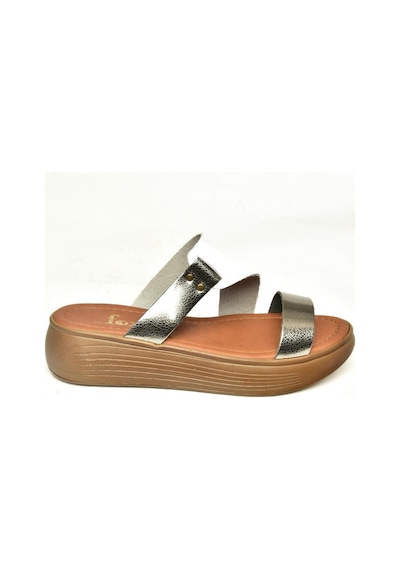 Fox Shoes S291059703 Beyaz/platin Hakiki Deri Kalın Tabanlı Kadın Terlik Beyaz/platin-hakiki Deri Çok Renkli