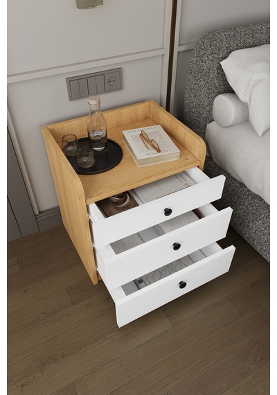 Modern 3 Çekmeceli Komodin Şifonyer %100 Mdf Çok Amaçlı Organizer Kmd01 Beyaz - Karına Modern 3 Çekmeceli Komodin Şifonyer %100 Mdf Çok Amaçlı Organizer Kmd01 Beyaz - Karına